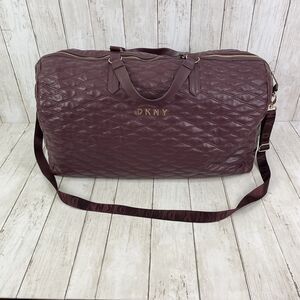 Rare DKNY DONNA KARAN Women's Quilted Purple Allure Barrel Duffle Bag Large